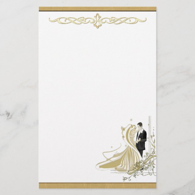 Elegante Gold & White Wedding Stationery Briefpapier (Vorderseite)