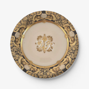 Elegante Gold Wiener Hochzeitszettel Pappteller
