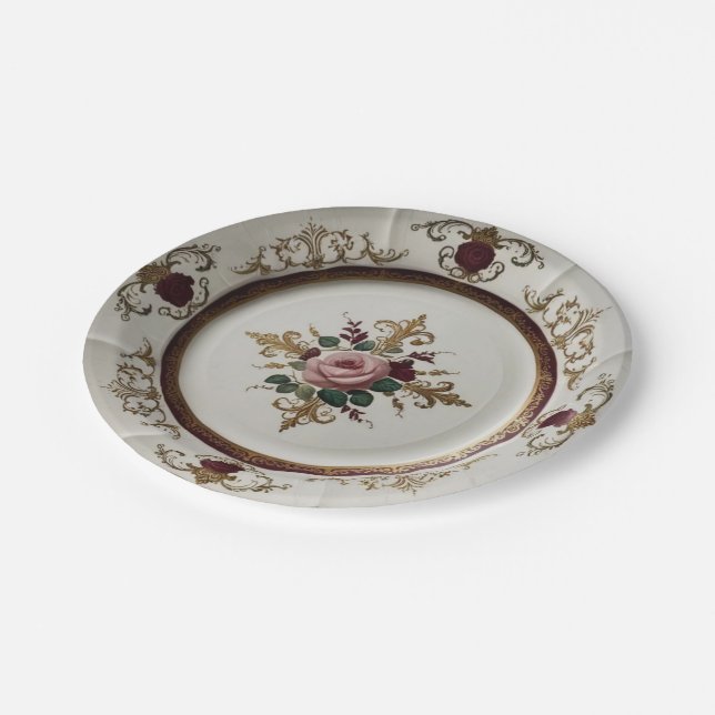 Elegante Gold Wildblume Blumenzwiebeln Keramik Hoc Pappteller (Schrägansicht)