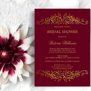 Elegante Gold Wirbel Burgund Weinkultur und Erde Einladung