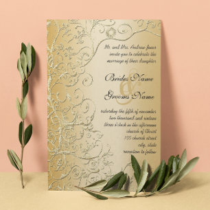Elegante Gold Wirbel Schwarzer Schriftart Einladun Einladung