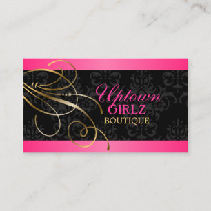 Elegante Gold-Wirbel und Black Damask Visitenkarte