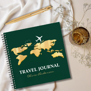 Elegante Gold World Map & Airplane, Travel Journal Notizbuch
