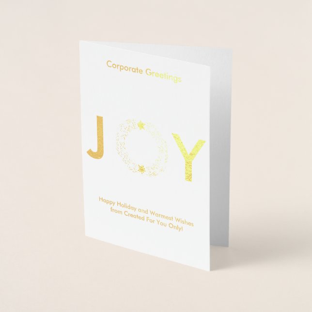 Elegante Gold Wreath Happy Holiday Corporate Real Folienkarte (Vorderseite)