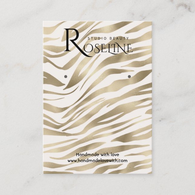 Elegante Gold Zibra Print Display Card Visitenkarte (Vorderseite)