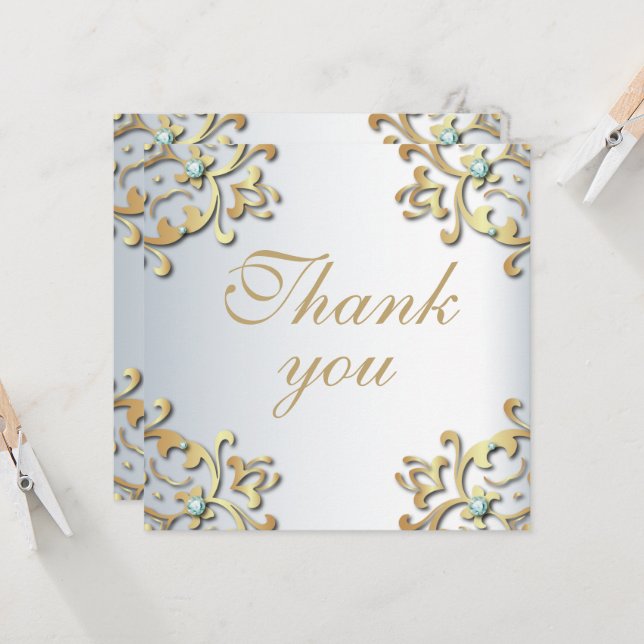 Elegante goldbarocke Grenze auf Silberhochzeit (Vorderseite/Rückseite Beispiel)