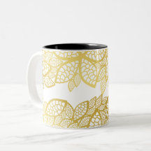 Elegante Goldblatt-Botanik-Muster-Tasse