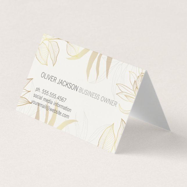 Elegante Goldblätter-Illustration Visitenkarten (Vorderseite)