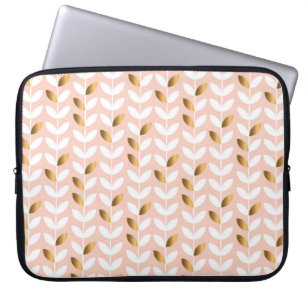 Elegante Goldblätter: Rosy Vintag. Laptopschutzhülle