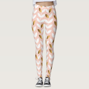 Elegante Goldblätter: Rosy Vintag. Leggings
