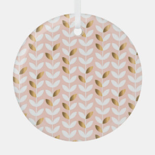 Elegante Goldblätter: Rosy Vintag. Ornament Aus Glas