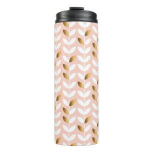 Elegante Goldblätter: Rosy Vintag. Thermosbecher
