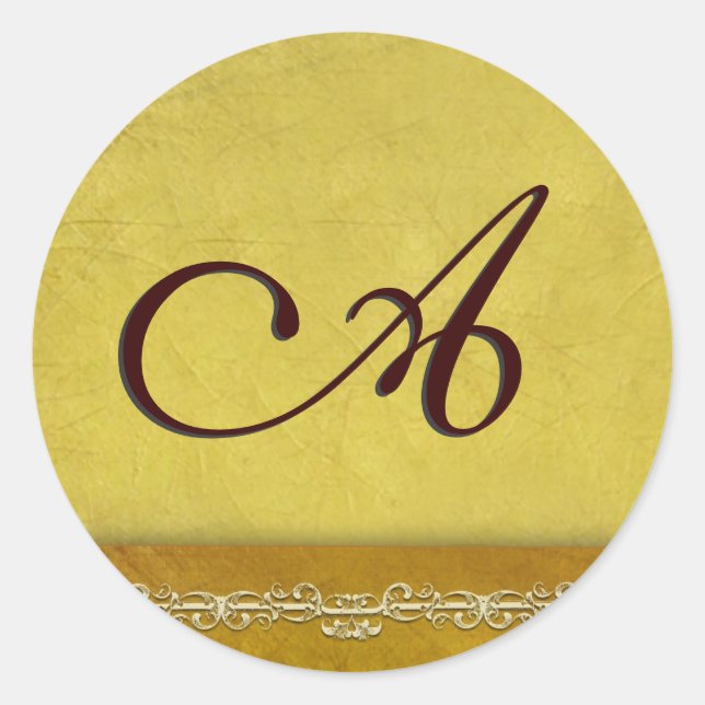 Elegante goldbraune Monogramm-Umschlag Aufkleber (Vorderseite)