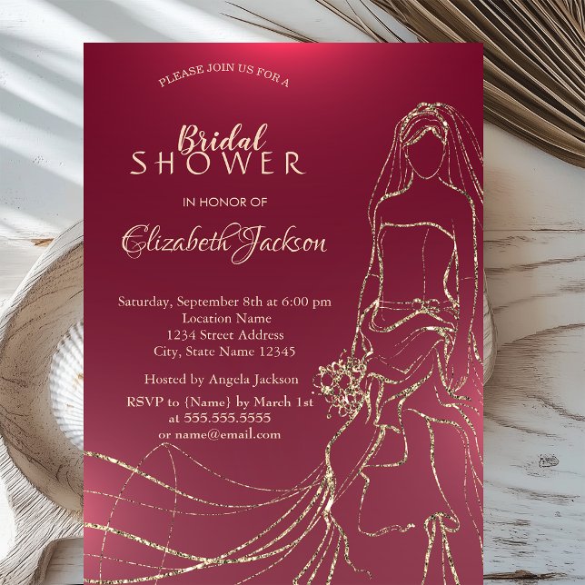 Elegante Goldbride, Brautparty Einladung (Von Creator hochgeladen)