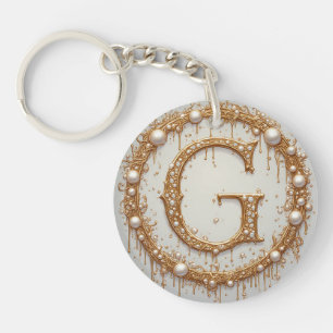 Elegante Goldbuchstabe G Perlen-Akzente-Geschenkid Schlüsselanhänger