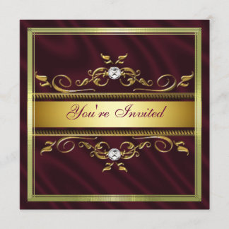 Elegante Goldburgunderseide-/-satin-Party Einladung