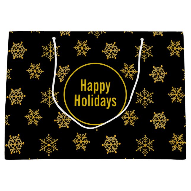 Elegante Golden and Black Holidays Große Geschenktüte (Vorderseite)