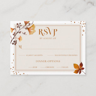 Elegante Golden Autumn Leaf Wedding RSVP Card Begleitkarte