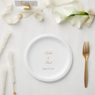 Elegante Golden Beige Script Wedding Paper Teller
