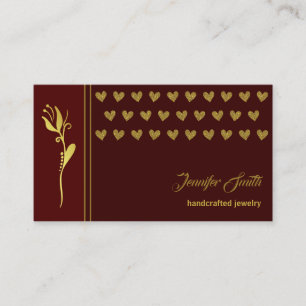 Elegante Golden Blume Hört auf Custom Logo Maroon Visitenkarte
