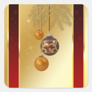 Elegante Golden Christmas Quadratischer Aufkleber