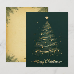 Elegante Golden Christmas Tree Grußkarte Feiertagskarte