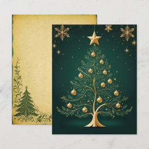 Elegante Golden Christmas Tree Grußkarte Feiertagskarte