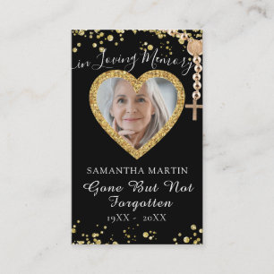 Elegante Golden Custom Memorial Gebet Fotokarte Visitenkarte