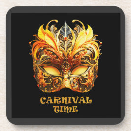 Elegante Golden Feathers Venezianisch Mask Getränkeuntersetzer