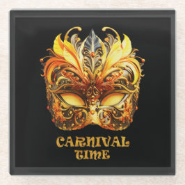 Elegante Golden Feathers Venezianisch Mask Glasuntersetzer