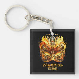 Elegante Golden Feathers Venezianisch Mask Schlüsselanhänger