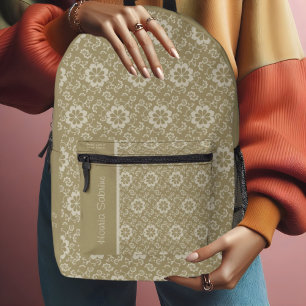 Elegante Golden Floral Ornamental Vintag Bedruckter Rucksack