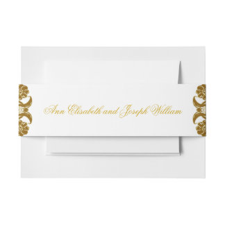 Elegante Golden Floral Wedding Wraparound Einladungsbanderole