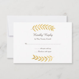 Elegante Golden Foil Look Blätter RVSP Card RSVP Karte