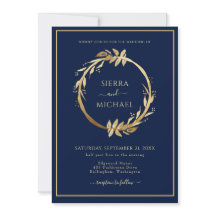 Elegante Golden Foliage Navy Blue Wedding