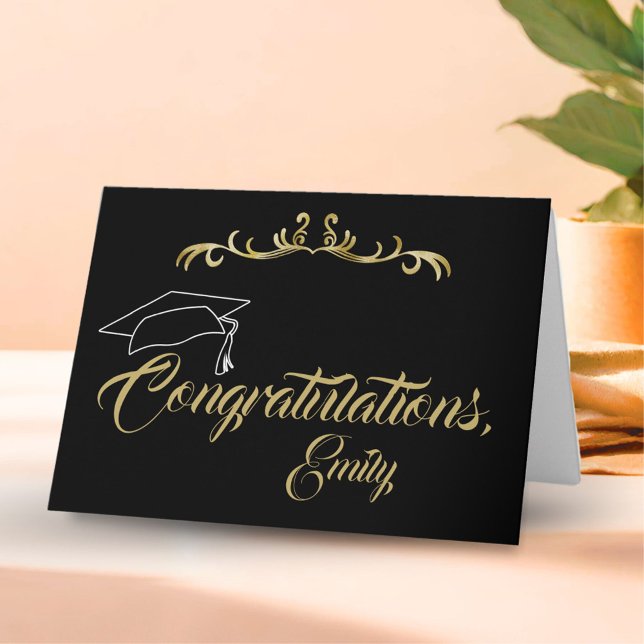 Elegante Golden Gratulationen Graduate Abschluss Karte (Von Creator hochgeladen)