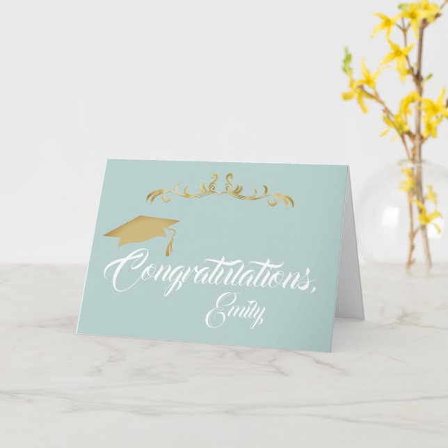 Elegante Golden Gratulationen Graduate Abschluss Karte (Gelbe Blume)