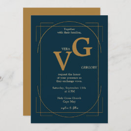 Elegante Golden Lines Moderne Luxuriöse Hochzeit Einladung