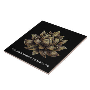 Elegante Golden Lotus Blume Das Licht in mir ... Fliese