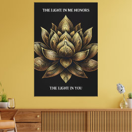 Elegante Golden Lotus Blume Das Licht in mir ... Leinwanddruck
