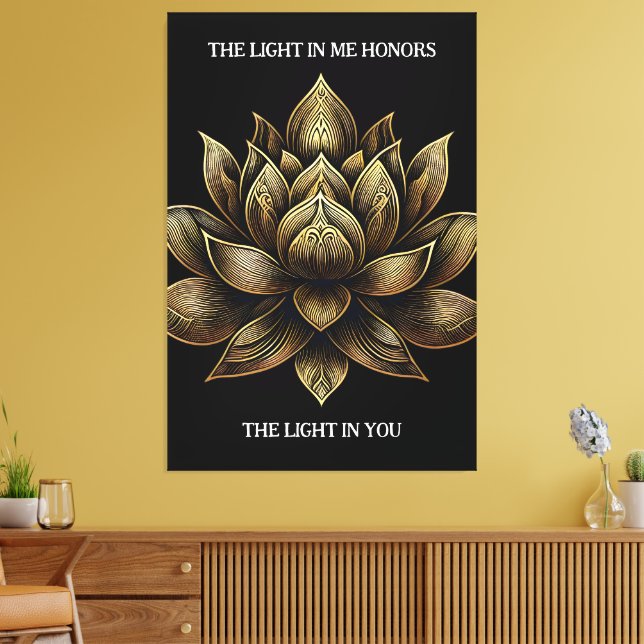 Elegante Golden Lotus Blume Das Licht in mir ... Leinwanddruck (Insitu (Wohnzimmer))