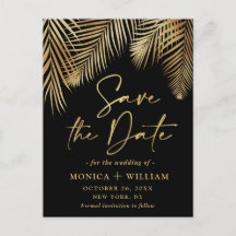 Elegante Golden Palm Branch Wedding Save the Date
