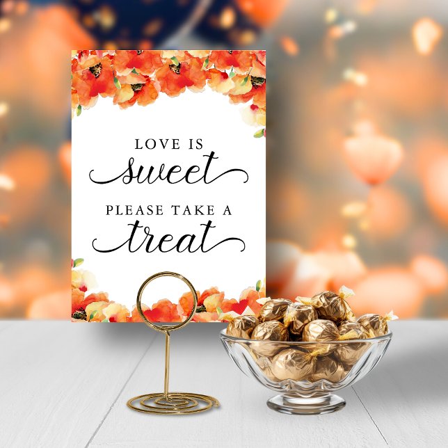 Elegante Golden Poppy Liebe ist Sweet Sign Einladung (Elegant Golden Poppy Love is Sweet Take a Treat DOWNLOADABLE Sign)