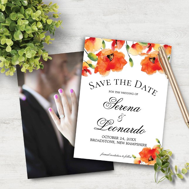 Elegante Golden Poppy Summer Wedding Rettet das Da Save The Date (Elegant Golden Poppy Summer Wedding Save the Date)