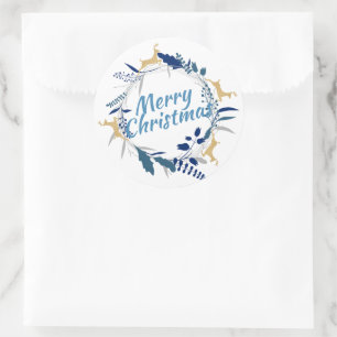 Elegante Golden Rentier Weihnachtsfeier Runder Aufkleber