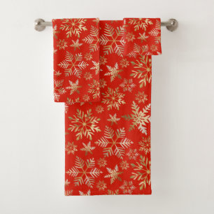 Elegante Golden Snowflakes Badhandtuch Set