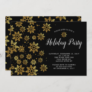 Elegante Golden Snowflakes Einladung