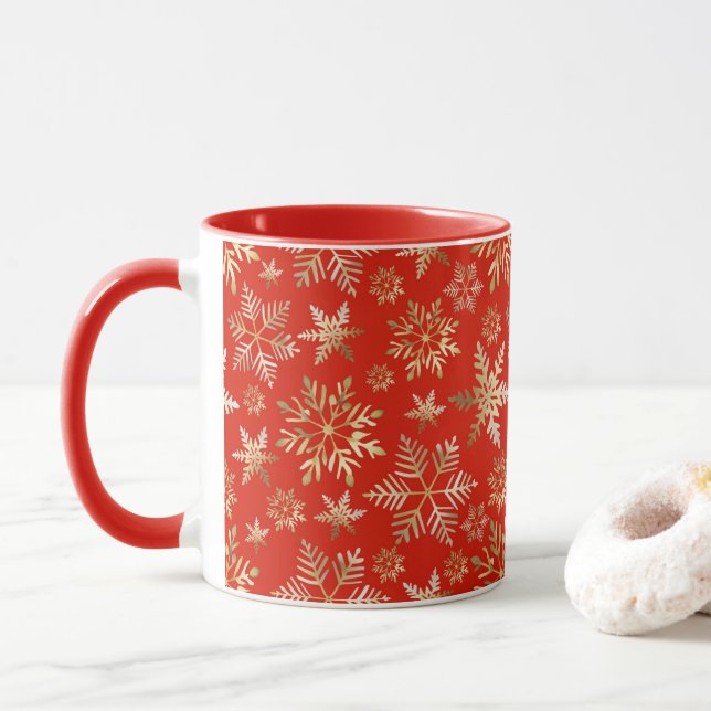 Elegante Golden Snowflakes Tasse (Mit Donut)