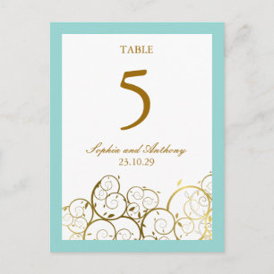 Elegante Golden Spirals Tischnummer Postkarte