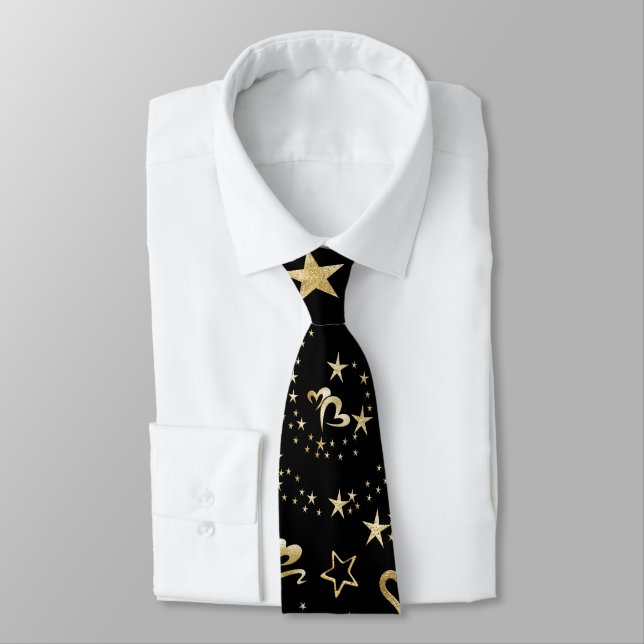 Elegante Golden Stars  Krawatte (Gebunden)
